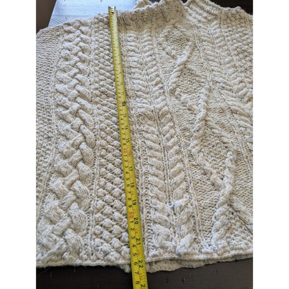 Vtg Express Tricot Handknit Cream Sweater Angora Wool Chunky Fisherman Medium - Picture 10 of 10